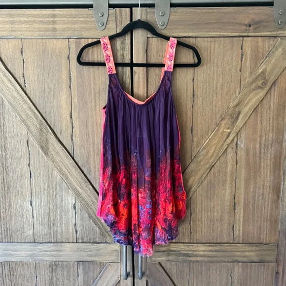 Free People Firecracker Tunic Tank Top Orange Combo Size XS - Picture 4 of 10